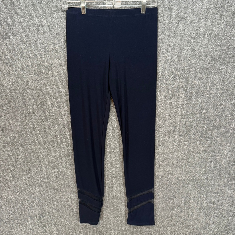 IC By Connie K Leggings Women Small Blue Mesh Ankle Detail Athletic Yoga - Picture 1 of 8
